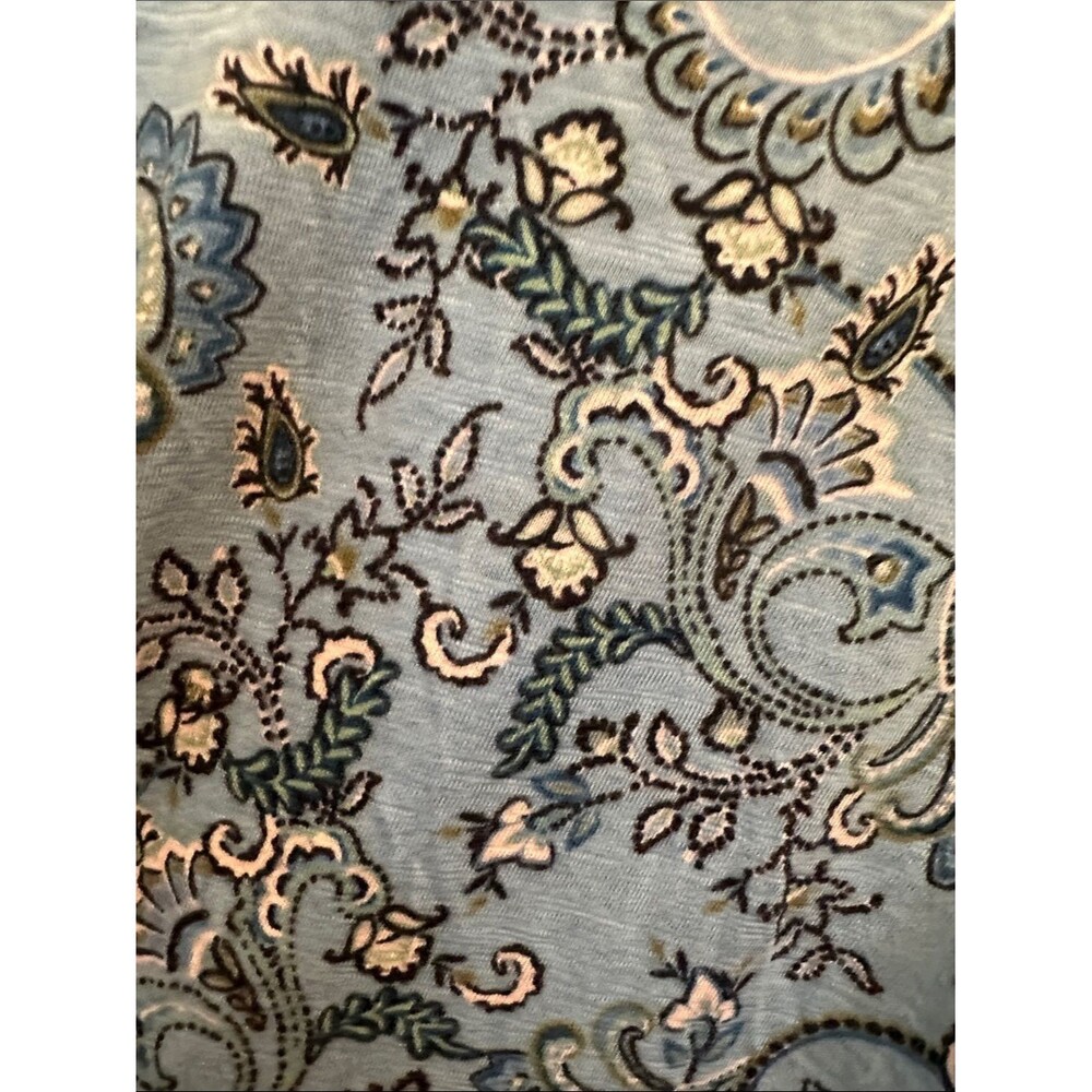 J. Jill Light Blue Paisley Print Women’s Top Elastic Slight Puff 3/4 Sleeve Med - Picture 3 of 7